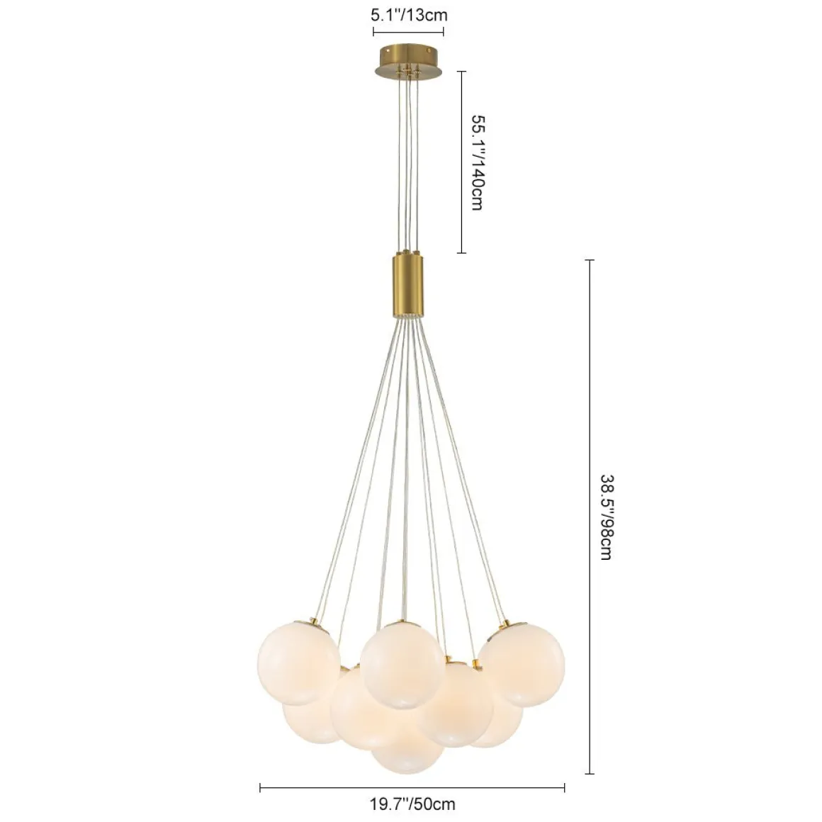 Glam Shine Opal Glass Globe Cluster Bubble Chandelier