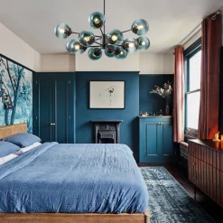 Glam Tiered Blue Glass Globe Bubble Sputnik Chandelier