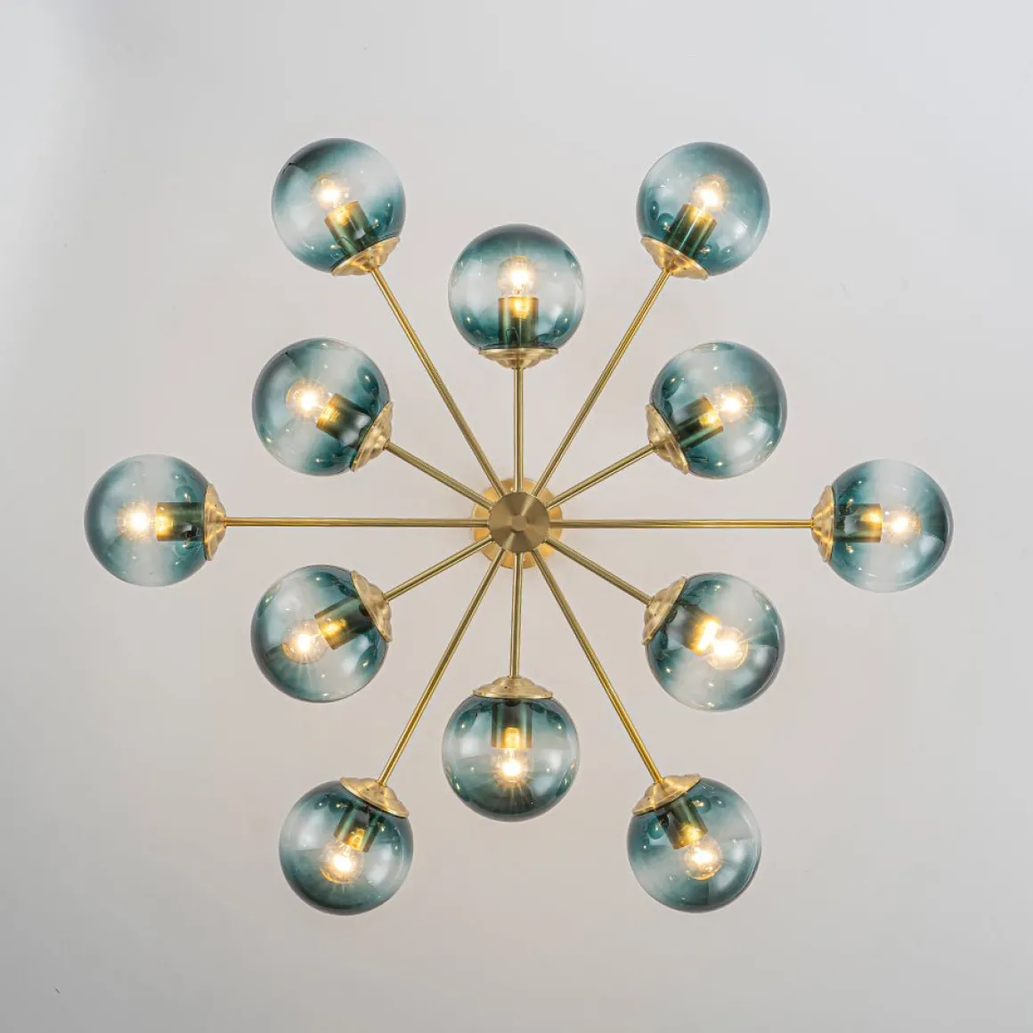 Glam Tiered Blue Glass Globe Bubble Sputnik Chandelier