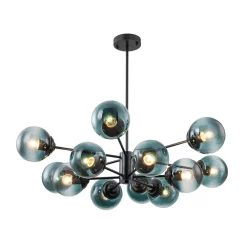 Glam Tiered Blue Glass Globe Bubble Sputnik Chandelier