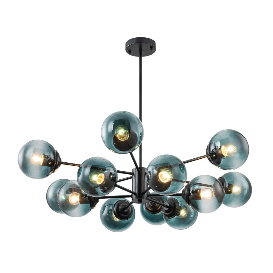 Glam Tiered Blue Glass Globe Bubble Sputnik Chandelier