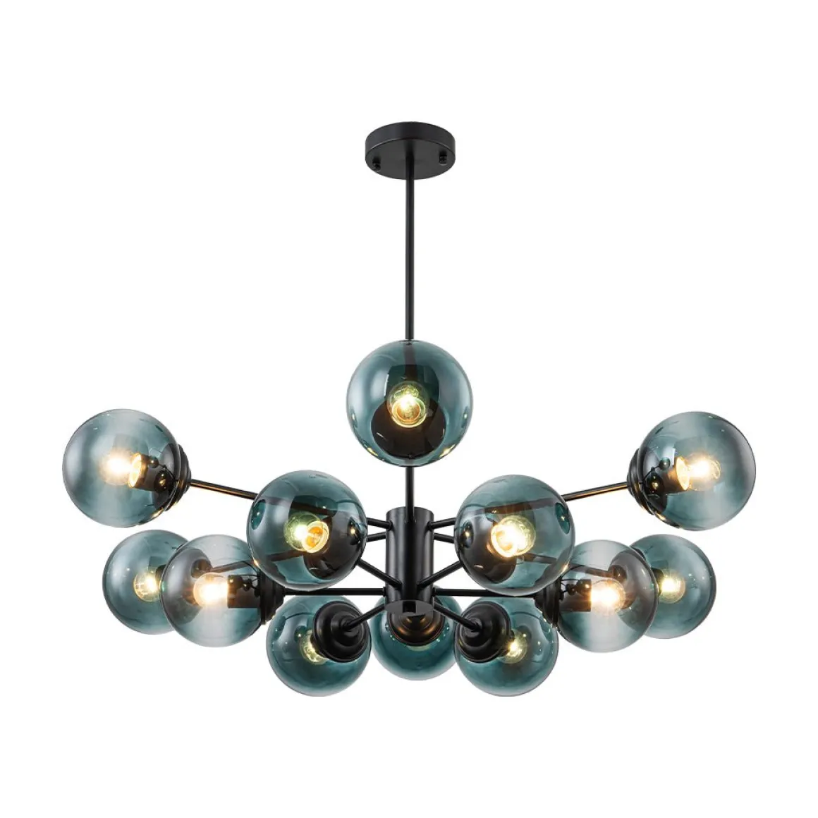 Glam Tiered Blue Glass Globe Bubble Sputnik Chandelier
