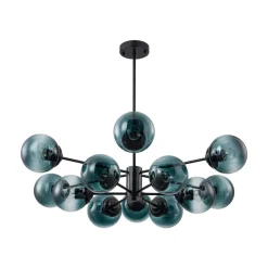 Glam Tiered Blue Glass Globe Bubble Sputnik Chandelier