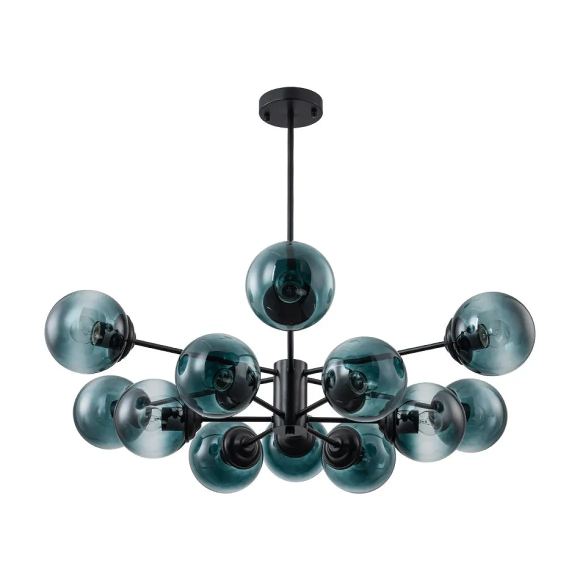 Glam Tiered Blue Glass Globe Bubble Sputnik Chandelier