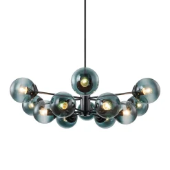 Glam Tiered Blue Glass Globe Bubble Sputnik Chandelier