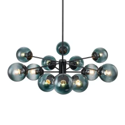 Glam Tiered Blue Glass Globe Bubble Sputnik Chandelier