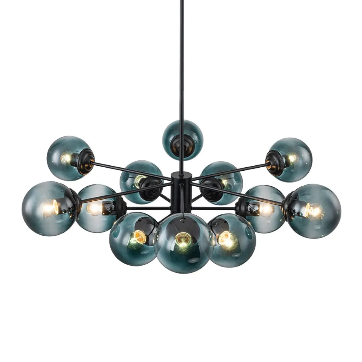 Glam Tiered Blue Glass Globe Bubble Sputnik Chandelier