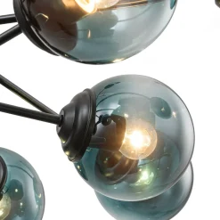 Glam Tiered Blue Glass Globe Bubble Sputnik Chandelier