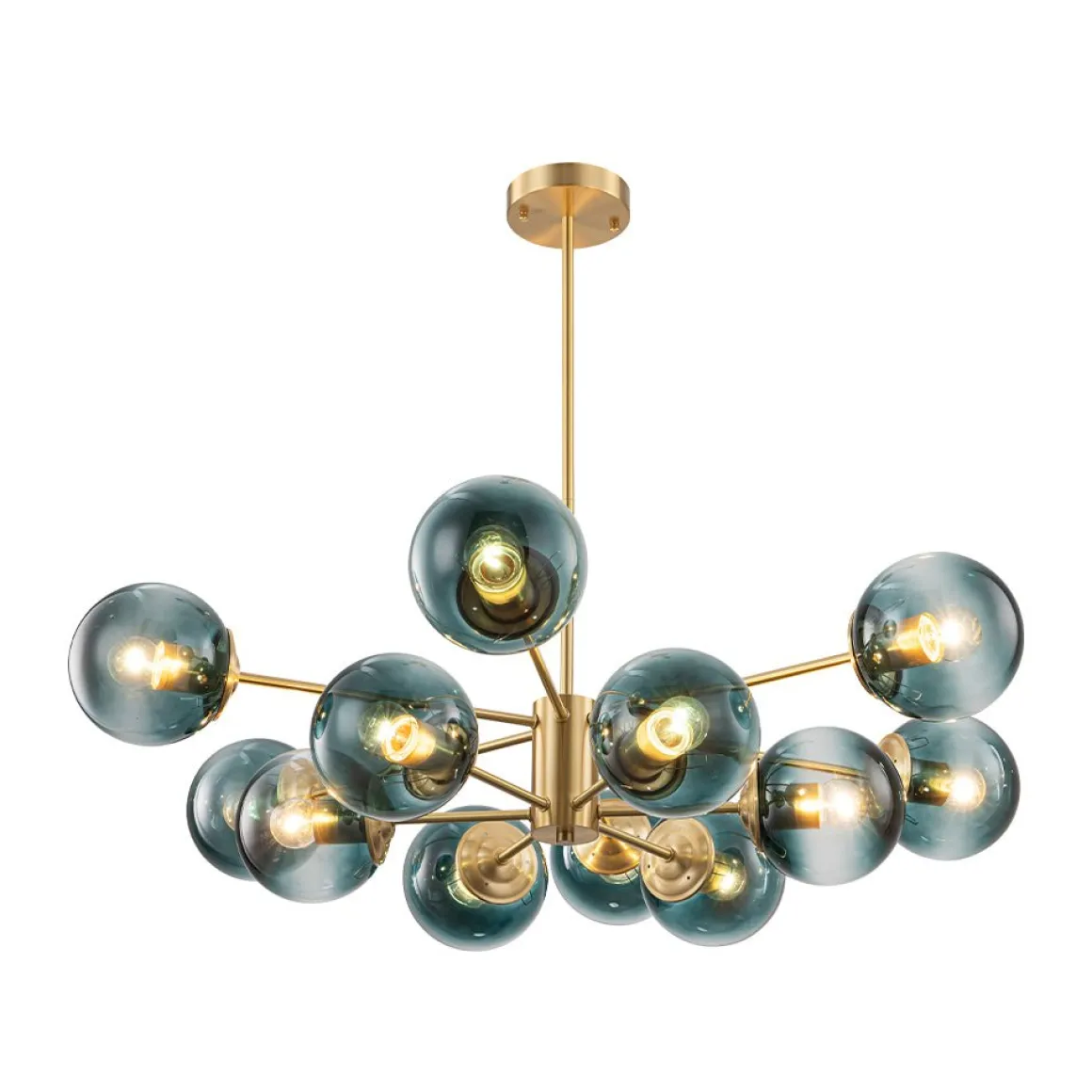 Glam Tiered Blue Glass Globe Bubble Sputnik Chandelier