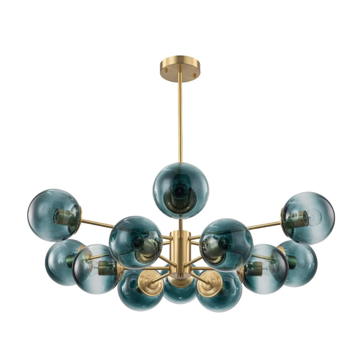 Glam Tiered Blue Glass Globe Bubble Sputnik Chandelier