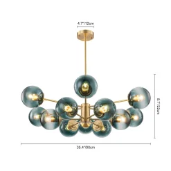 Glam Tiered Blue Glass Globe Bubble Sputnik Chandelier