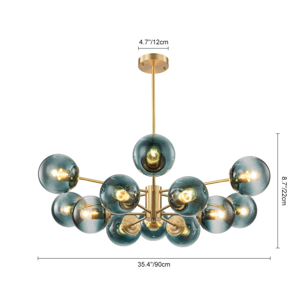 Glam Tiered Blue Glass Globe Bubble Sputnik Chandelier