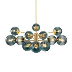 Glam Tiered Blue Glass Globe Bubble Sputnik Chandelier