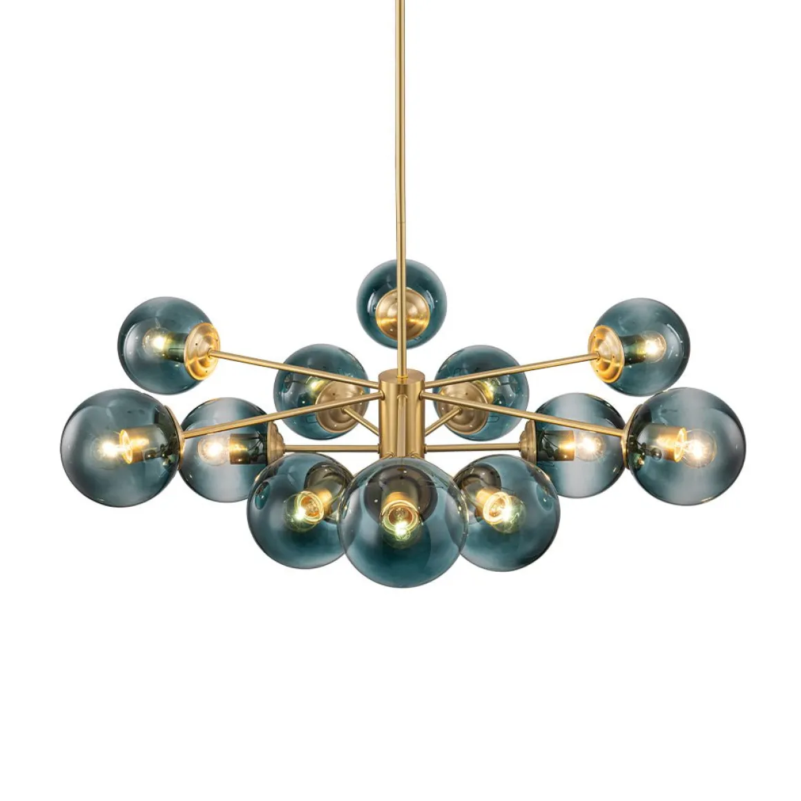 Glam Tiered Blue Glass Globe Bubble Sputnik Chandelier