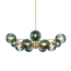 Glam Tiered Blue Glass Globe Bubble Sputnik Chandelier