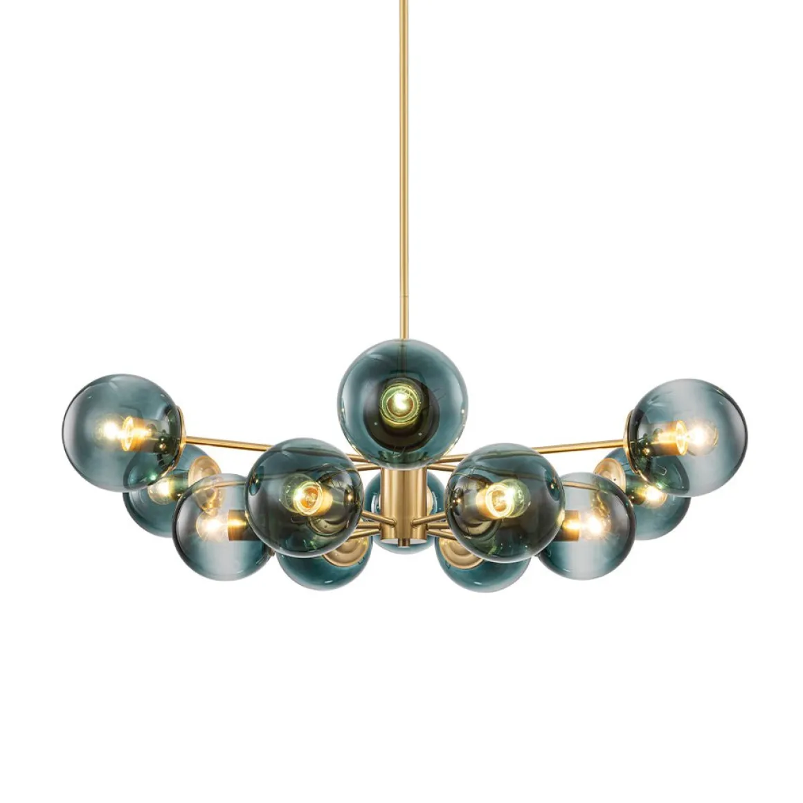 Glam Tiered Blue Glass Globe Bubble Sputnik Chandelier