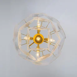 Glam White Iridescent Swirl Glass Round Tiered Chandelier