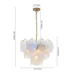Glam White Iridescent Swirl Glass Round Tiered Chandelier