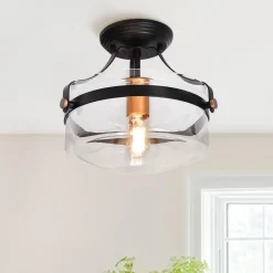 Glass Lantern Semi Flush Mount