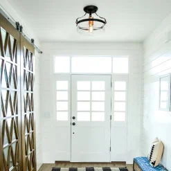 Glass Lantern Semi Flush Mount