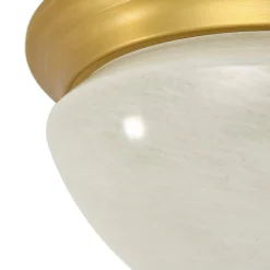 Gold Mid-Century Alabaster Glass Shade Flush Mount Light