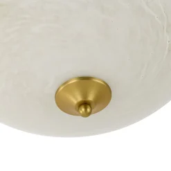 Gold Mid-Century Alabaster Glass Shade Flush Mount Light