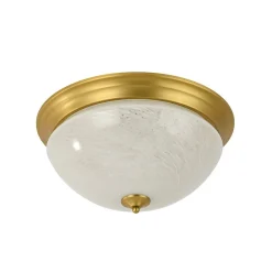 Gold Mid-Century Alabaster Glass Shade Flush Mount Light