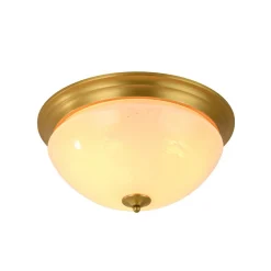 Gold Mid-Century Alabaster Glass Shade Flush Mount Light