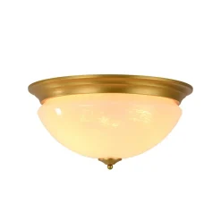 Gold Mid-Century Alabaster Glass Shade Flush Mount Light