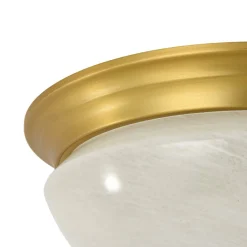Gold Mid-Century Alabaster Glass Shade Flush Mount Light