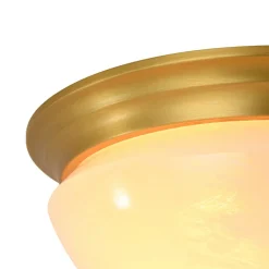 Gold Mid-Century Alabaster Glass Shade Flush Mount Light