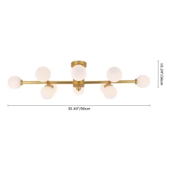 Gold Sputnik Frosted Glass Globe Semi Flush Mount Chandelier