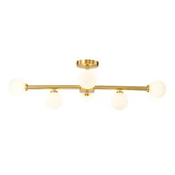 Gold Sputnik Frosted Glass Globe Semi Flush Mount Chandelier
