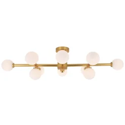 Gold Sputnik Frosted Glass Globe Semi Flush Mount Chandelier