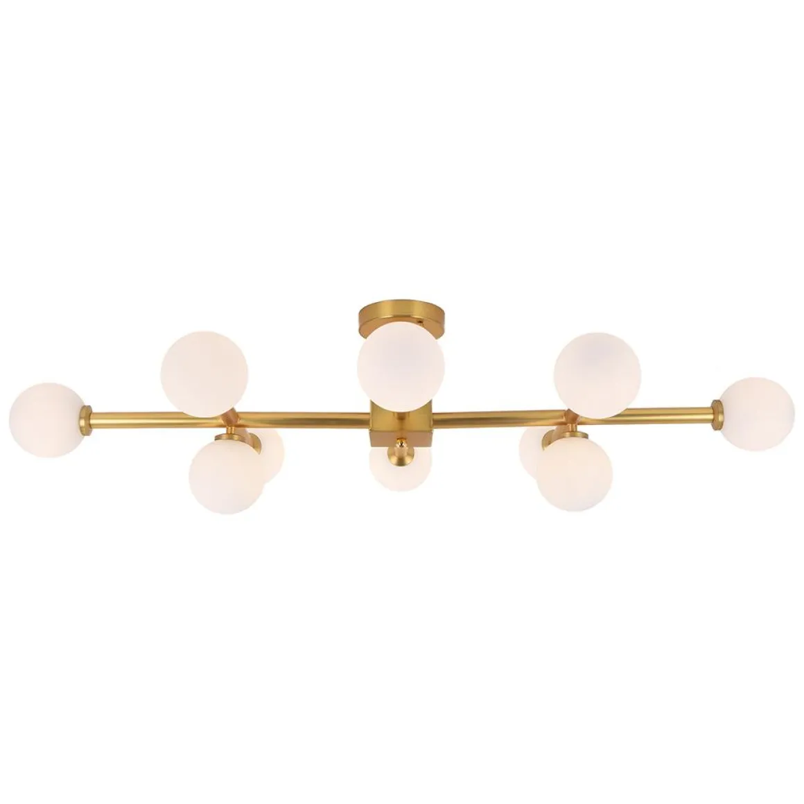 Gold Sputnik Frosted Glass Globe Semi Flush Mount Chandelier