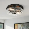 Hammered Glass Flush Mount Ceiling Light
