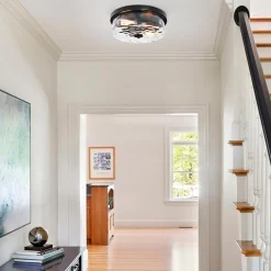 Hammered Glass Flush Mount Ceiling Light