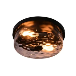 Hammered Glass Flush Mount Ceiling Light