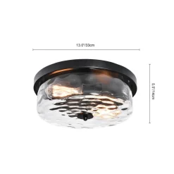 Hammered Glass Flush Mount Ceiling Light