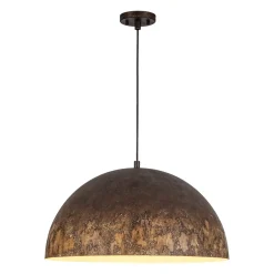 Hand-Applied Aged Bronze Patina Oversized Metal Dome Pendant