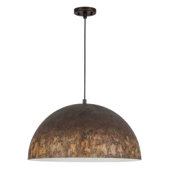 Hand-Applied Aged Bronze Patina Oversized Metal Dome Pendant