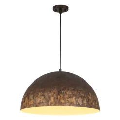 Hand-Applied Aged Bronze Patina Oversized Metal Dome Pendant