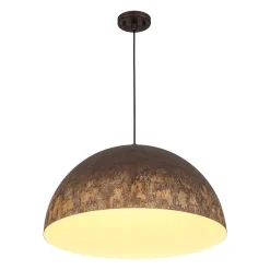 Hand-Applied Aged Bronze Patina Oversized Metal Dome Pendant