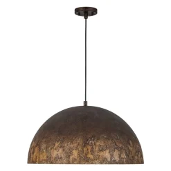Hand-Applied Aged Bronze Patina Oversized Metal Dome Pendant