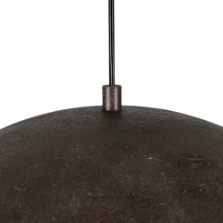 Hand-Applied Aged Bronze Patina Oversized Metal Dome Pendant