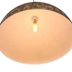 Hand-Applied Aged Bronze Patina Oversized Metal Dome Pendant