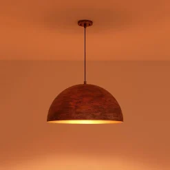 Industrial Antique Textured Bronze Oversized Iron Dome Pendant