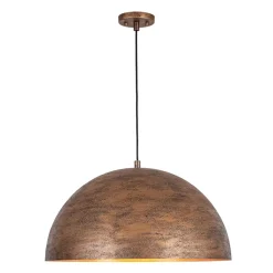 Industrial Antique Textured Bronze Oversized Iron Dome Pendant
