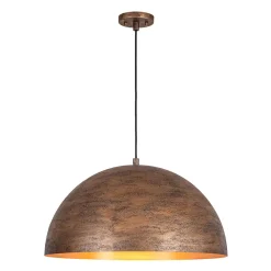 Industrial Antique Textured Bronze Oversized Iron Dome Pendant