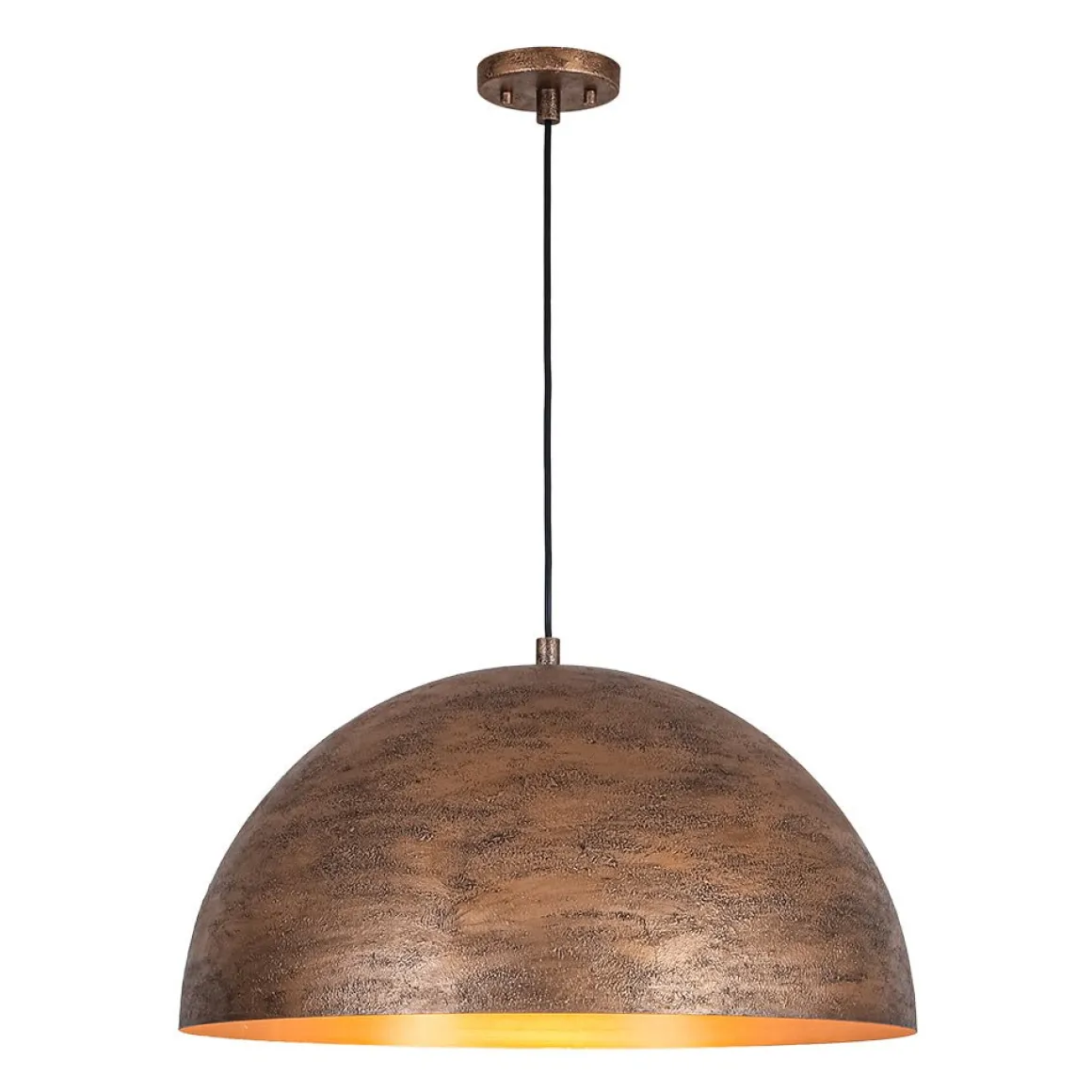 Industrial Antique Textured Bronze Oversized Iron Dome Pendant